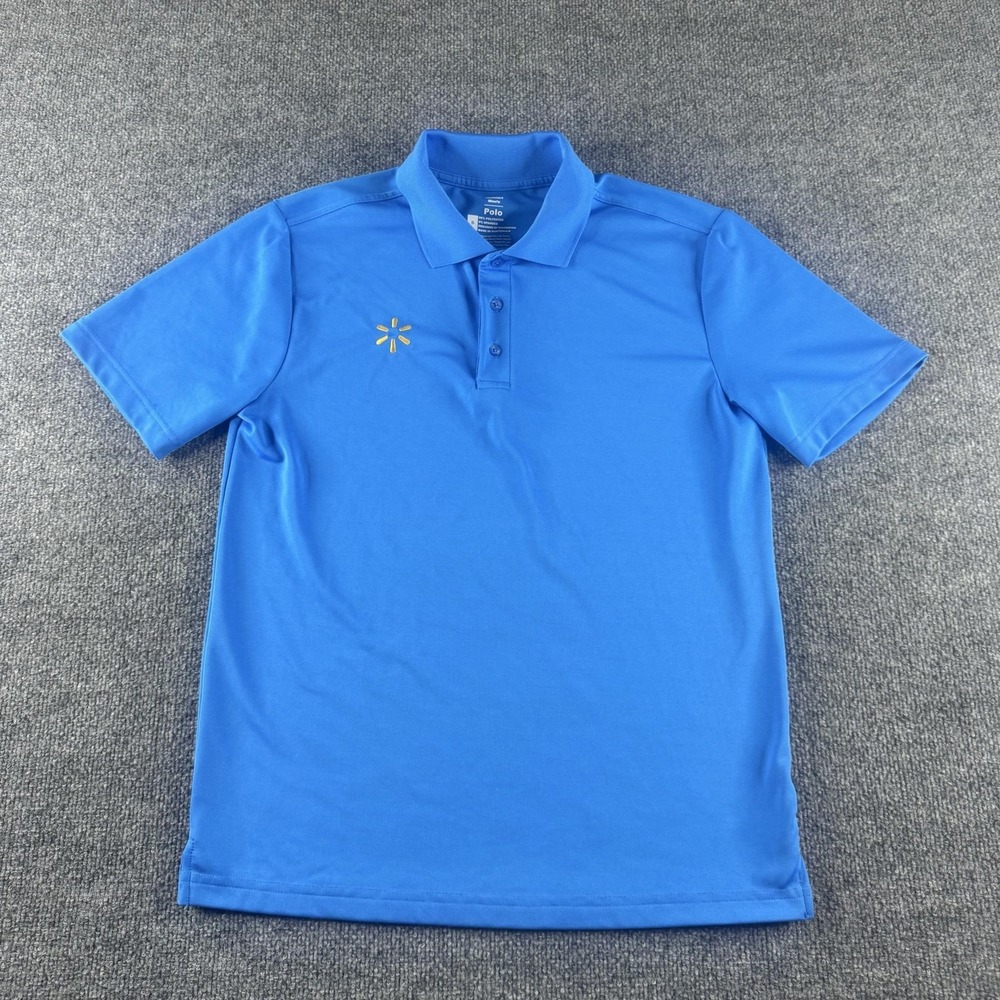 Walmart Polo Shirt Mens S Blue Short Sleeve Polyester Workwear Logo Uniform